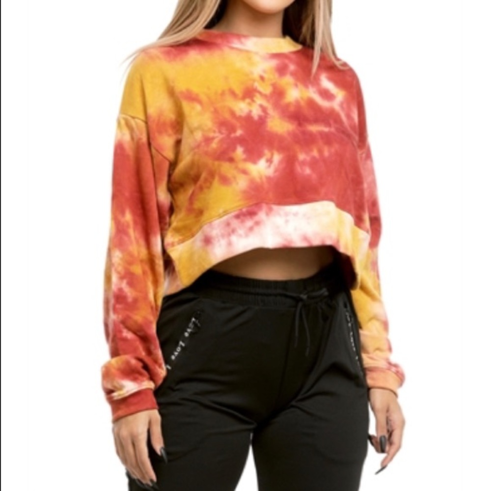 Tie-dye cropped pullover